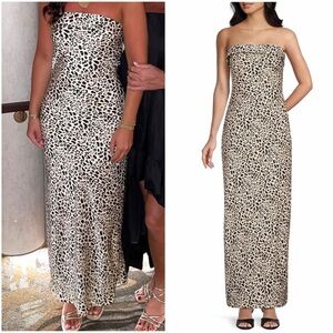 Evolutionary Strapless Leopard Print Maxi Dress